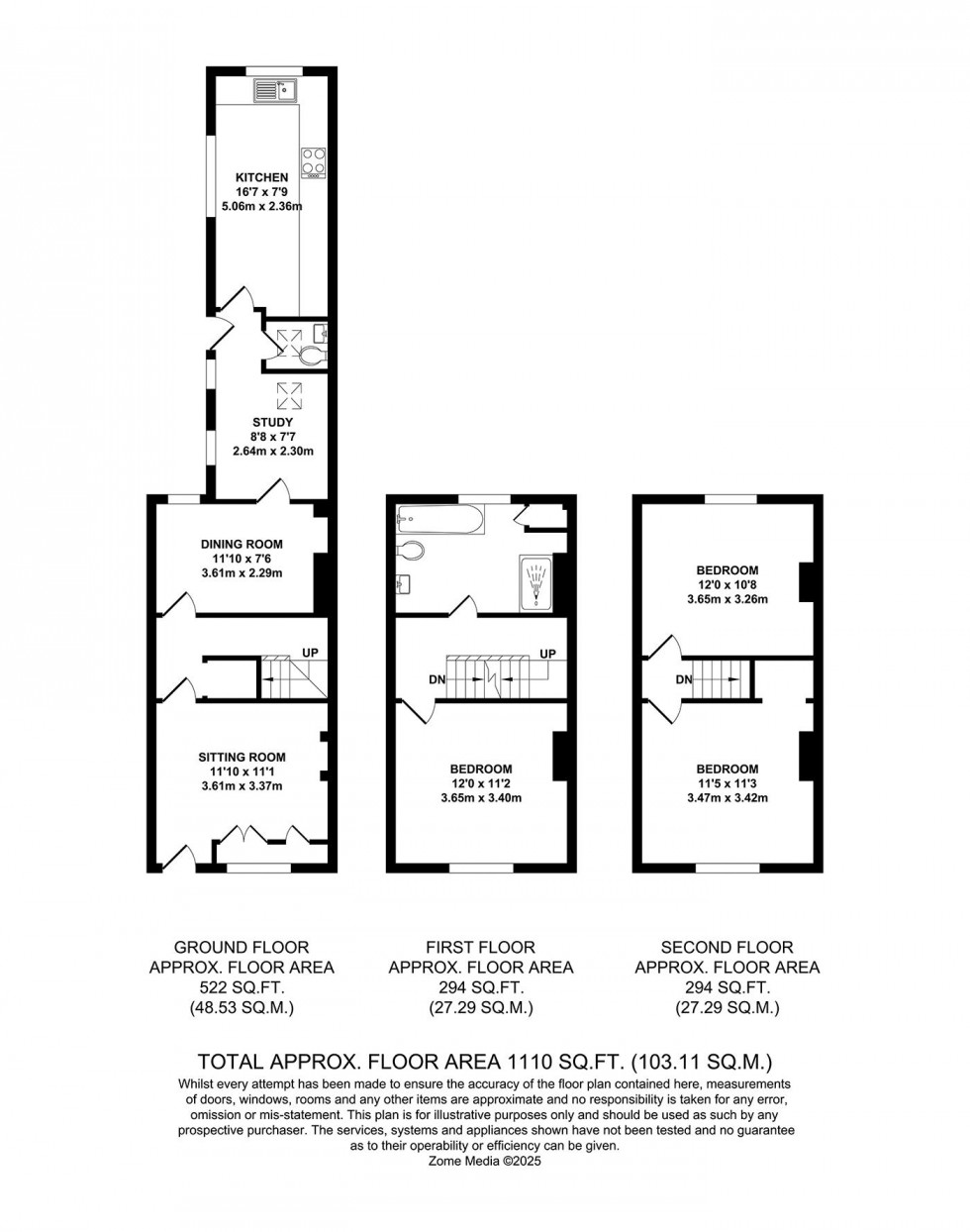 Floorplan for Priory Road, Tonbridge